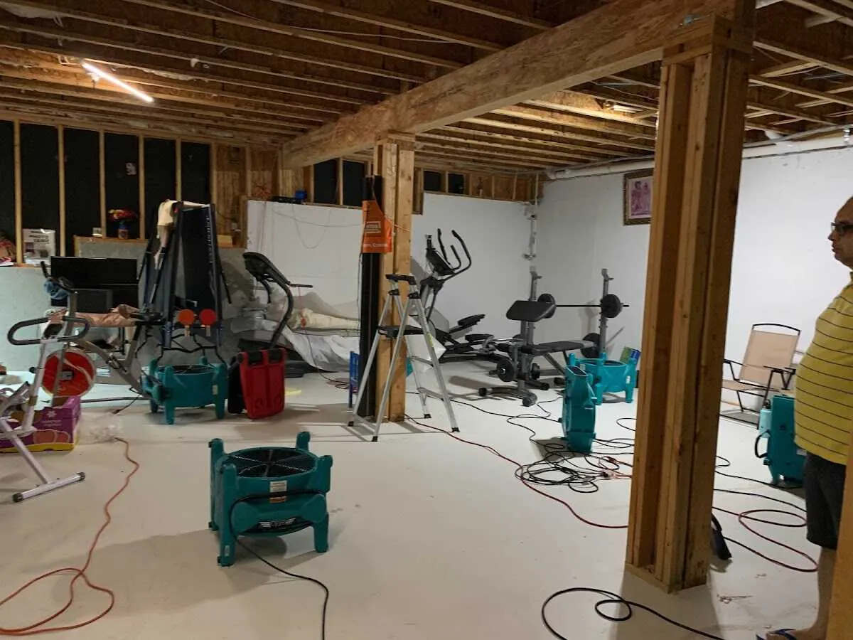 Basement drying equipment setup for Contents Cleaning & Restoration in Yelm