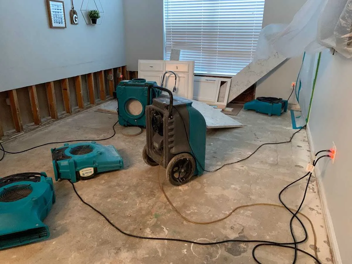 Dehumidifier in flood-cut room for Water Extraction & Removal in Yelm